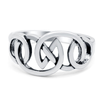 Celtic Ring Oxidized Band Solid 925 Sterling Silver (12mm)